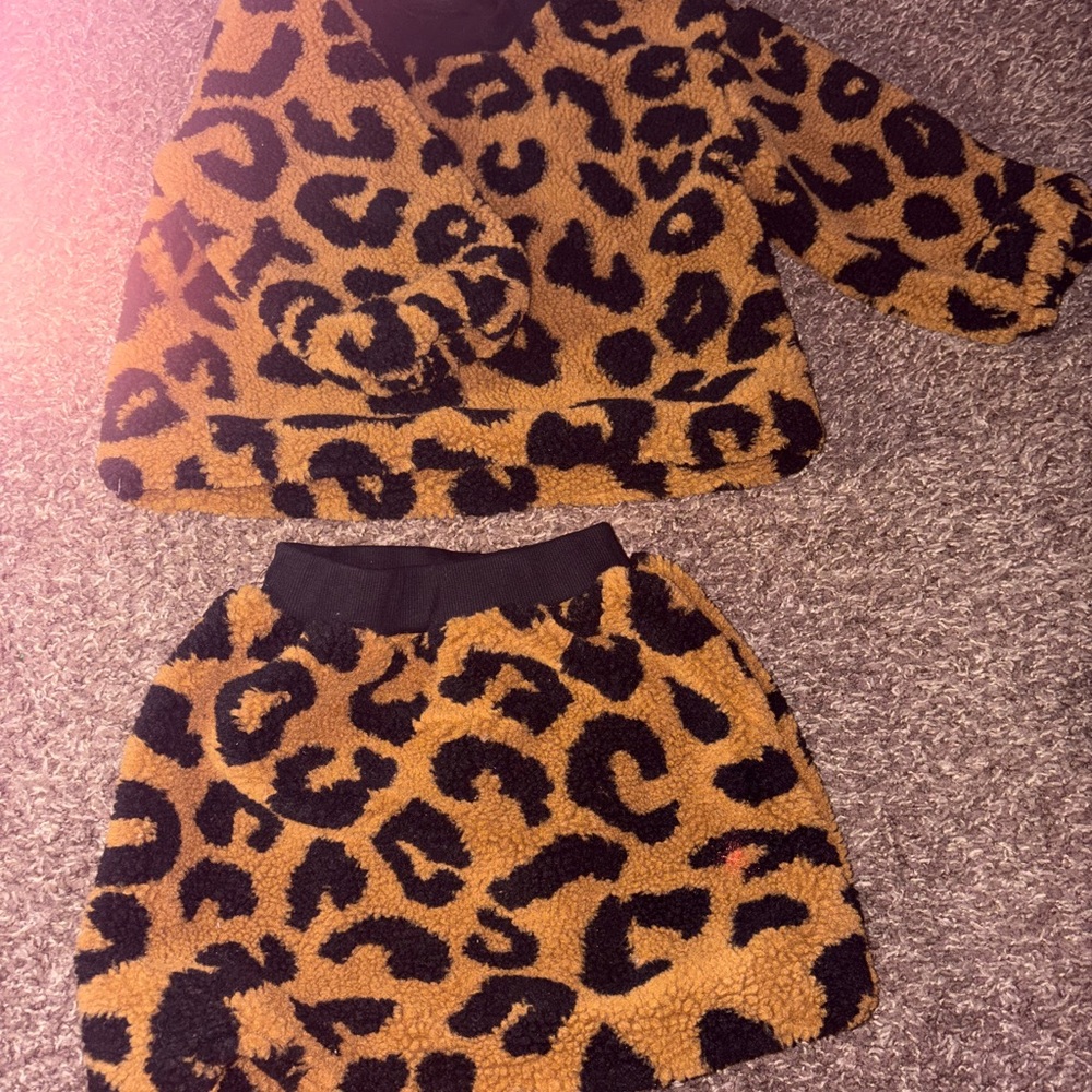 Leopard Print Kids Fleece Set
